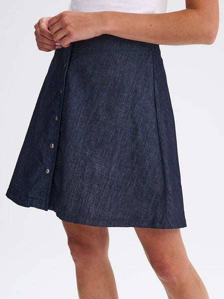 Message Factory Marilyn Jean Skirt in color || Blue Denim