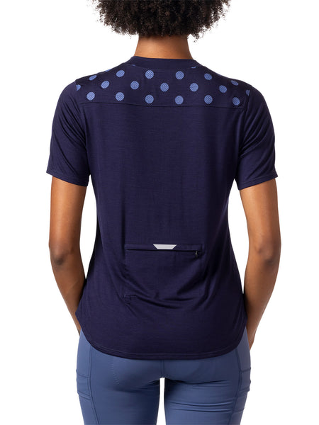 Terry Merino Short Sleeve Bike Jersey in color || Navy Dots