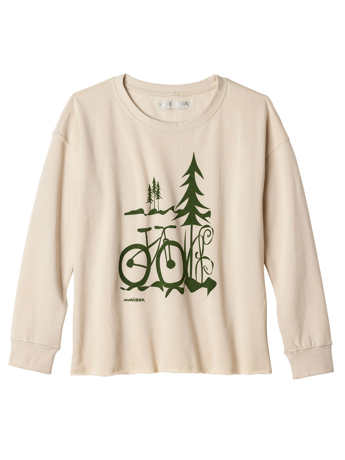 Marushka Drop Shoulder Bike Print Crew in color || Oyster | Nice Ride