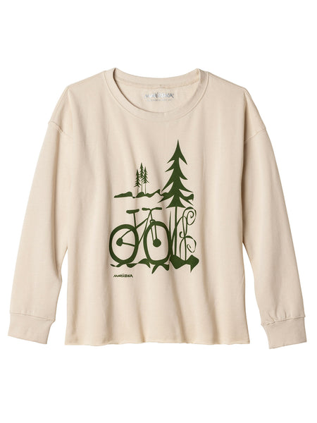 Marushka Drop Shoulder Bike Print Crew in color || Oyster | Nice Ride