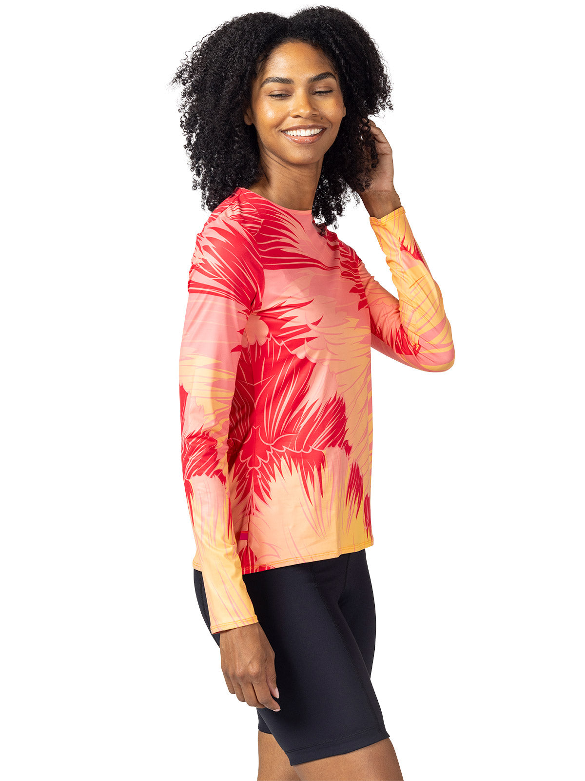 Terry Soleil Long Sleeve Bike Top in Finesse Coral Colorway