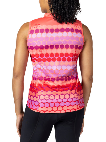 Terry Breakaway Mesh Sleeveless Bike Jersey Plus in color || Pink Dots