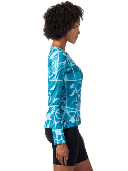 Terry Soleil Long Sleeve Bike Top in color || Bauhaus Blue