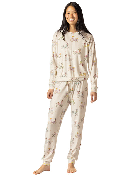 PJ Salvage Floral Market L/S PJ Top in color || Ivory