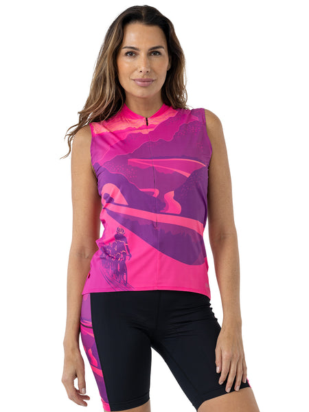 Terry Soleil Sleeveless Bike Jersey in color || Costa Rosa