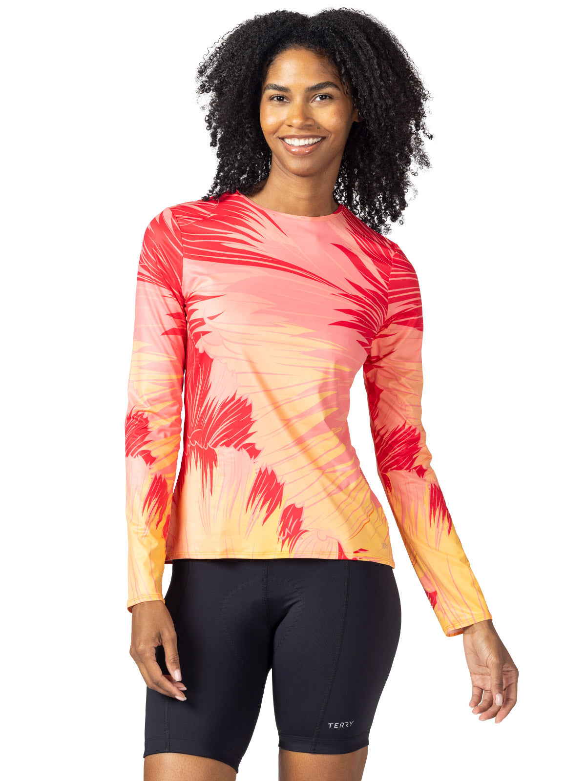 Terry Soleil Long Sleeve Bike Top in Finesse Coral Colorway