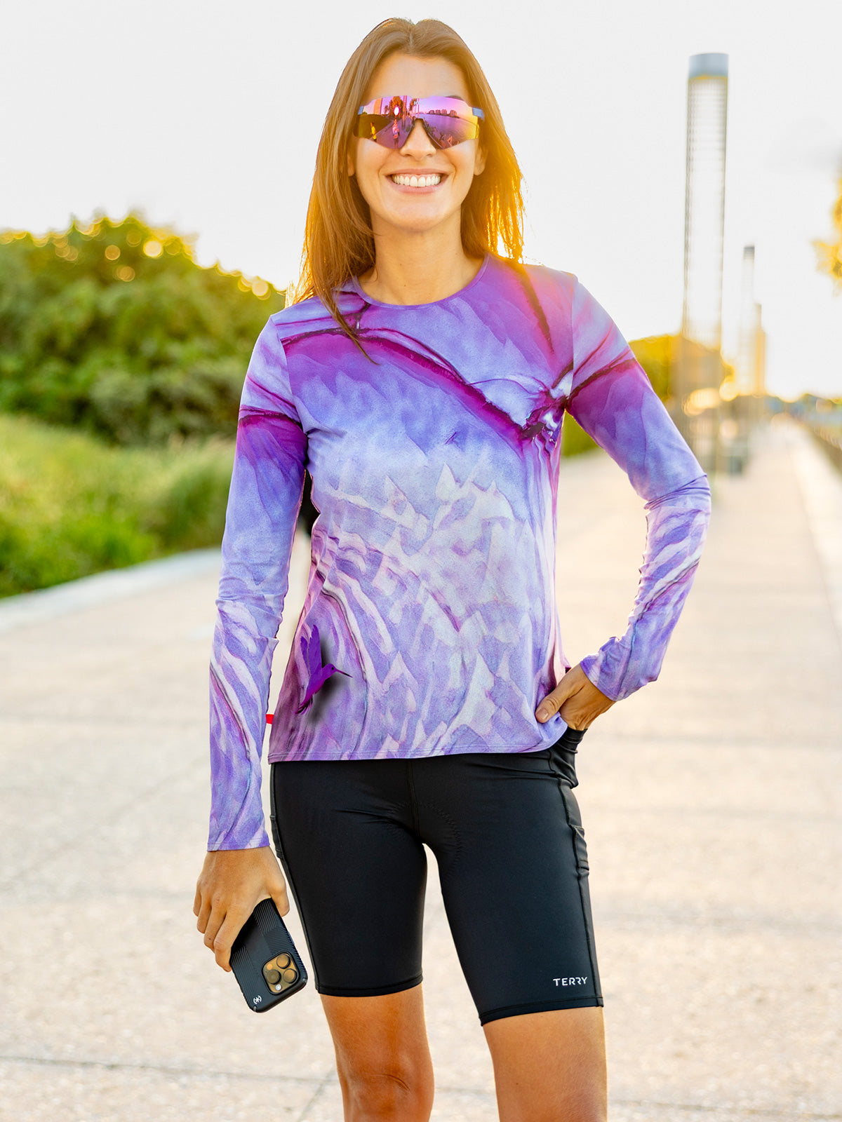 Terry Soleil Flow Long Sleeve Bike Top in color || Hummingbird Plum