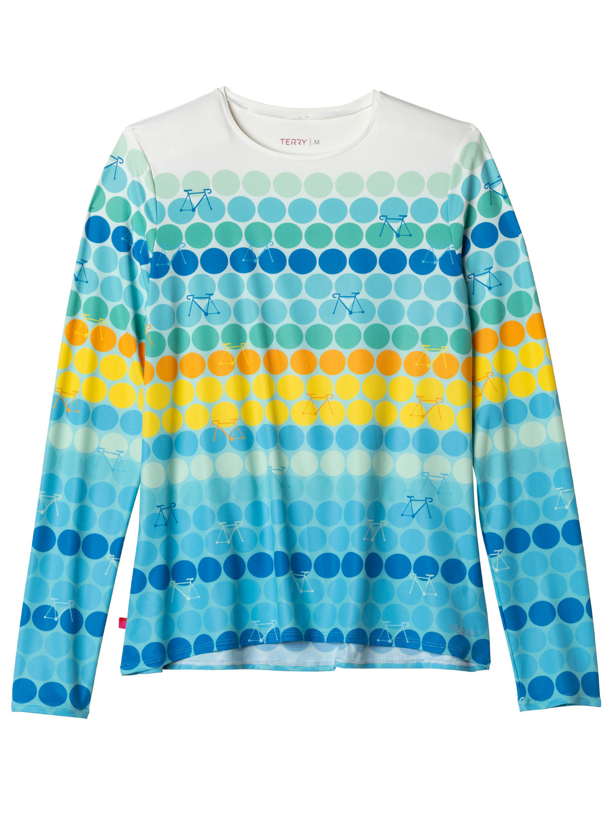 Terry Soleil Flow Long Sleeve Bike Top in Blue Dots Colorway