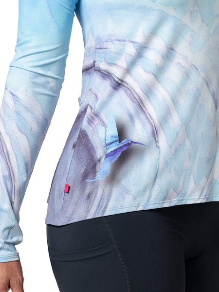 Terry Soleil Flow Long Sleeve Bike Top in color || Hummingbird Blue