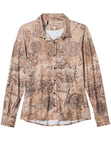 Terry Venture Long Sleeve Bike Top in color || Da Vinci Sepia