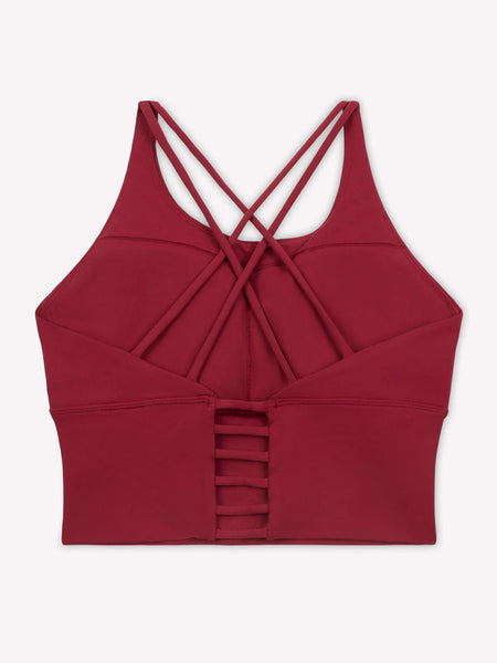 Tiem Athletic Strappy TM Sports Bra in color || Merlot