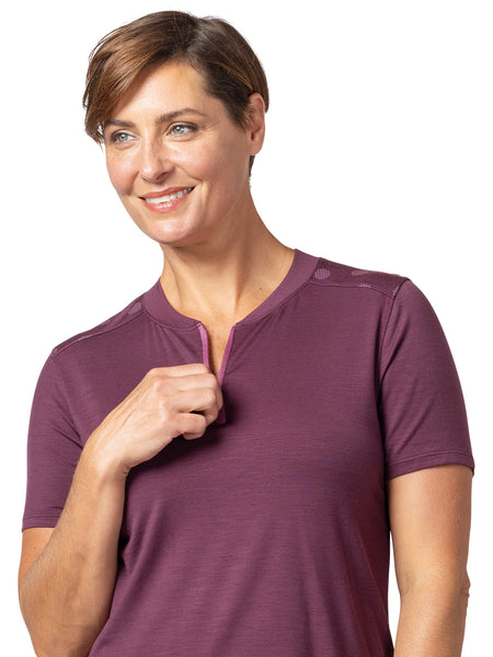 Terry Merino Short Sleeve Bike Jersey in color || Wine Dots