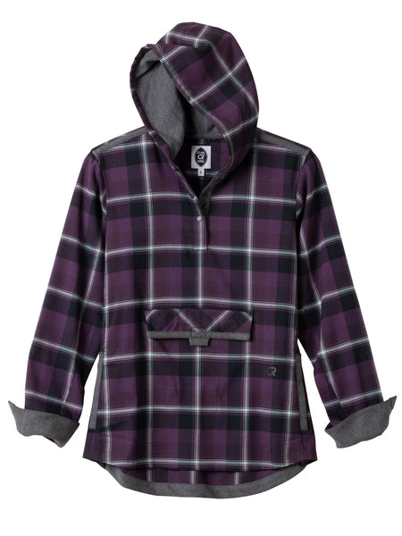 Club Ride Pop Over Flannel Bike Hoody in color || Blackened Purple