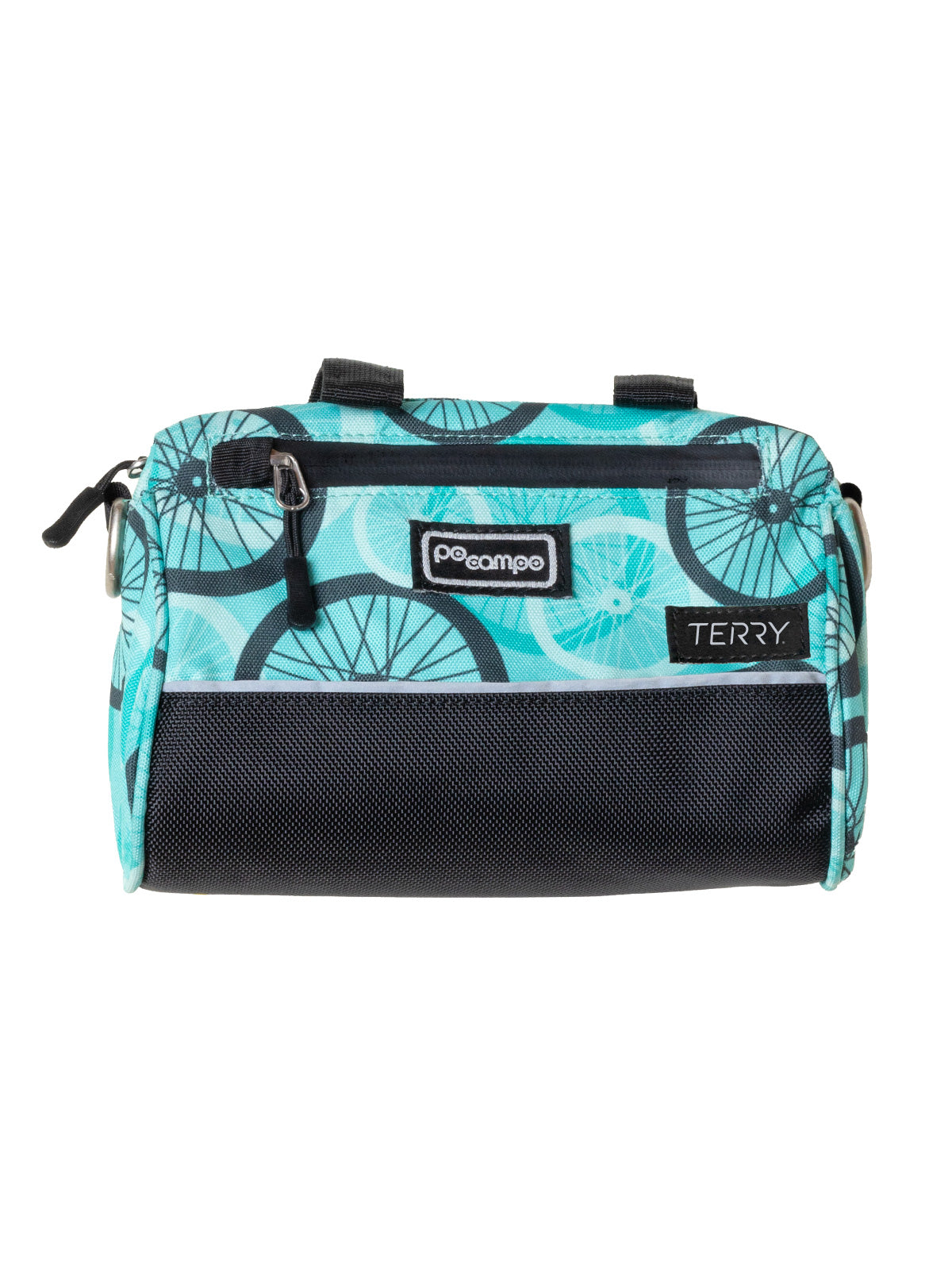 Po Campo Kinga Handlebar Bike Bag LTD in Teal Wheels Colorway