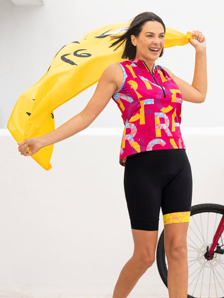 Terry Breakaway Mesh Sleeveless Bike Jersey in color || Parlez-vous Pink