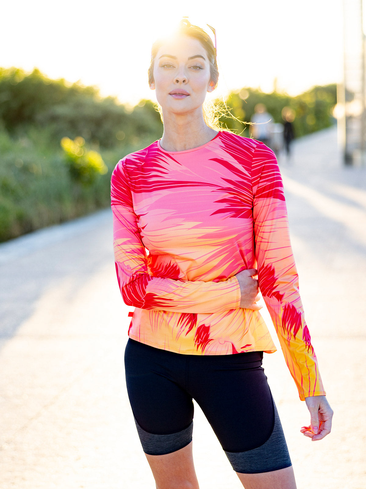 Terry Soleil Long Sleeve Bike Top in Finesse Coral Colorway