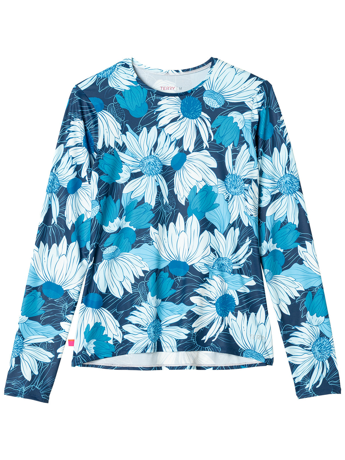 Terry Soleil Long Sleeve Bike Top in color || Blue Echinacea