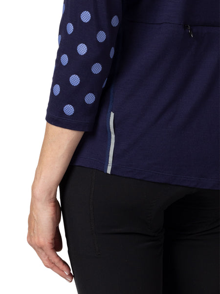 Terry Merino 3/4 Sleeve Bike Top in color || Navy