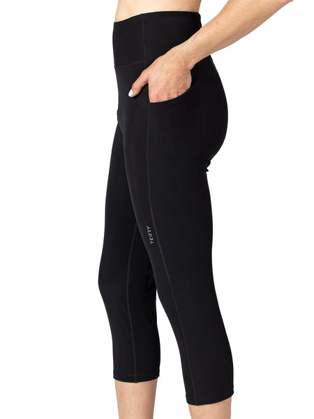 Terry Thermal Hi-Rise Bike Capri in color || Black