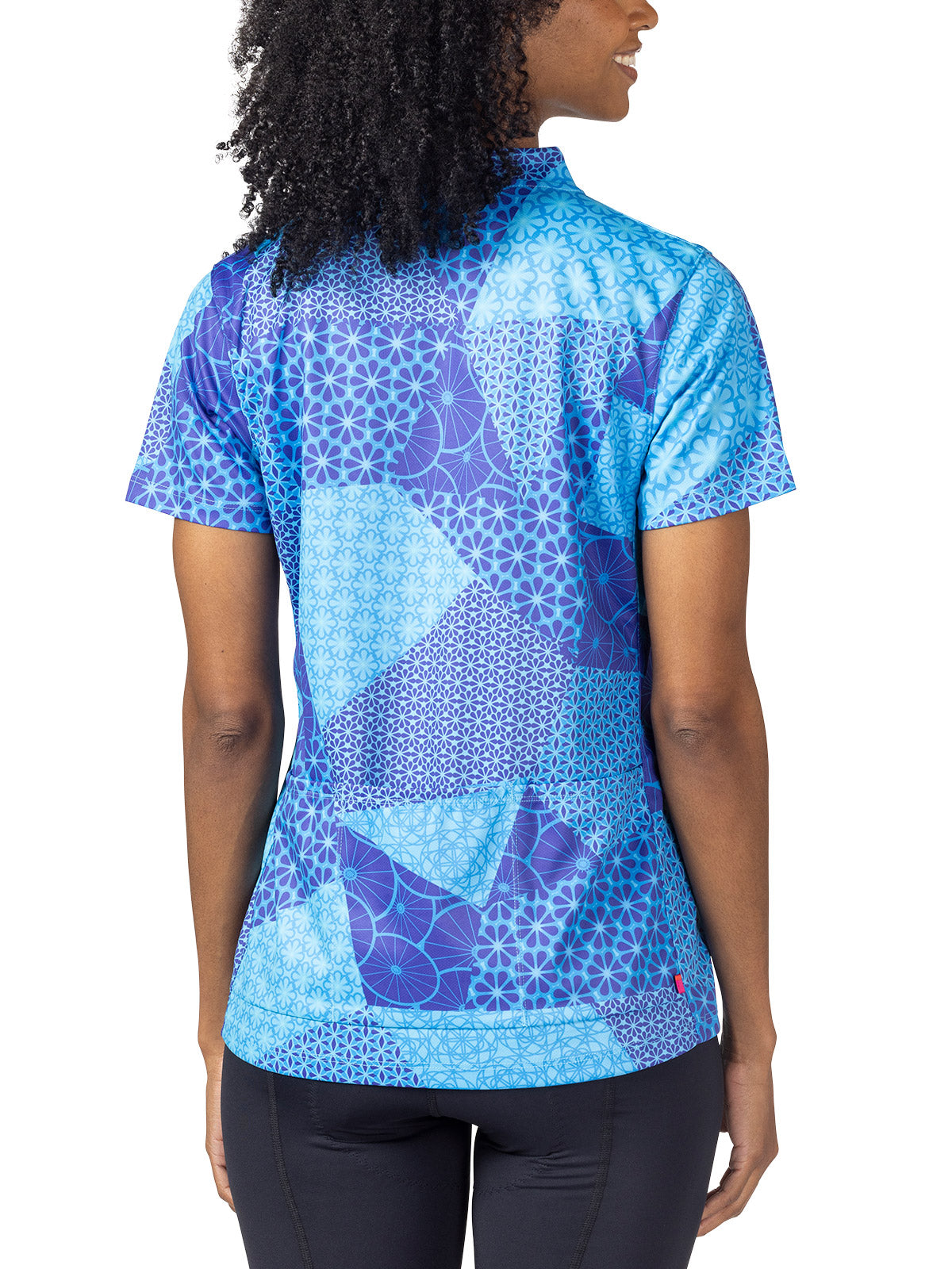Terry Actif Bike Jersey in color || Quiltawhirl Blue