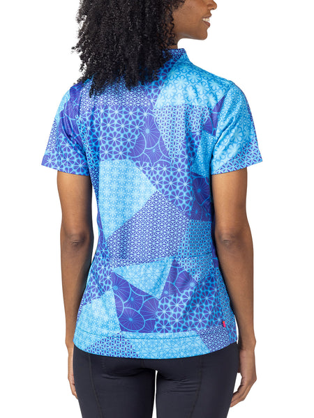 Terry Actif Bike Jersey in color || Quiltawhirl Blue
