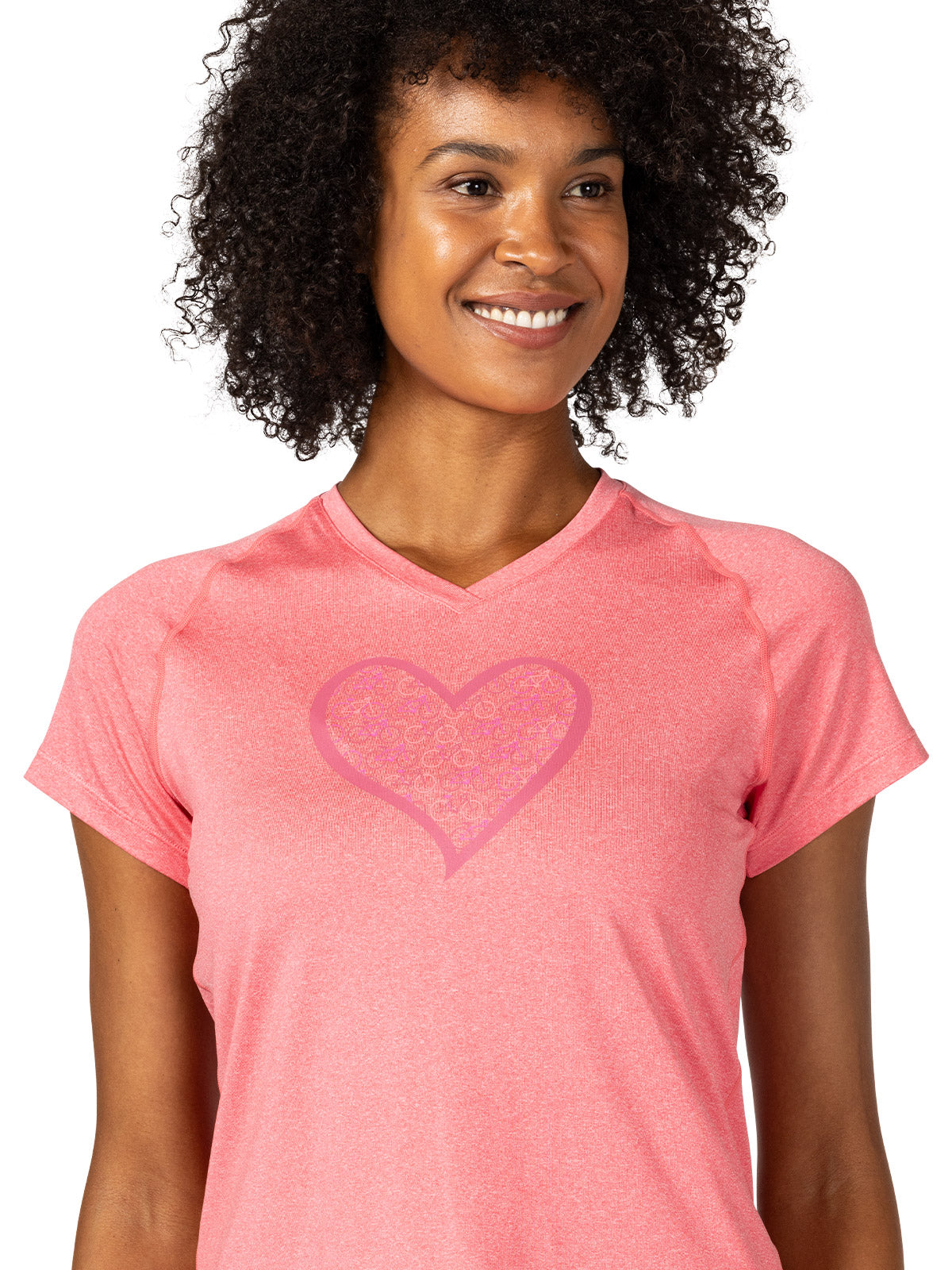 Terry Tech V Short Sleeve Bike Tee in color || Calypso Coral Pedal Pop