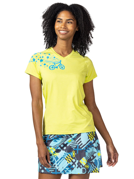 Terry Tech V Short Sleeve Bike Top in color || Margarita | Shooting Star