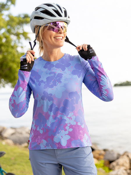 Terry Soleil Free Flow Long Sleeve Multi Sport Top in color || Lavender Shimmer