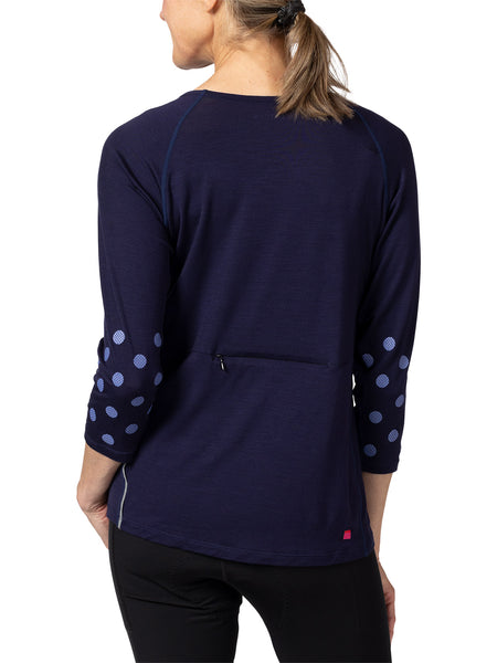 Terry Merino 3/4 Sleeve Bike Top in color || Navy