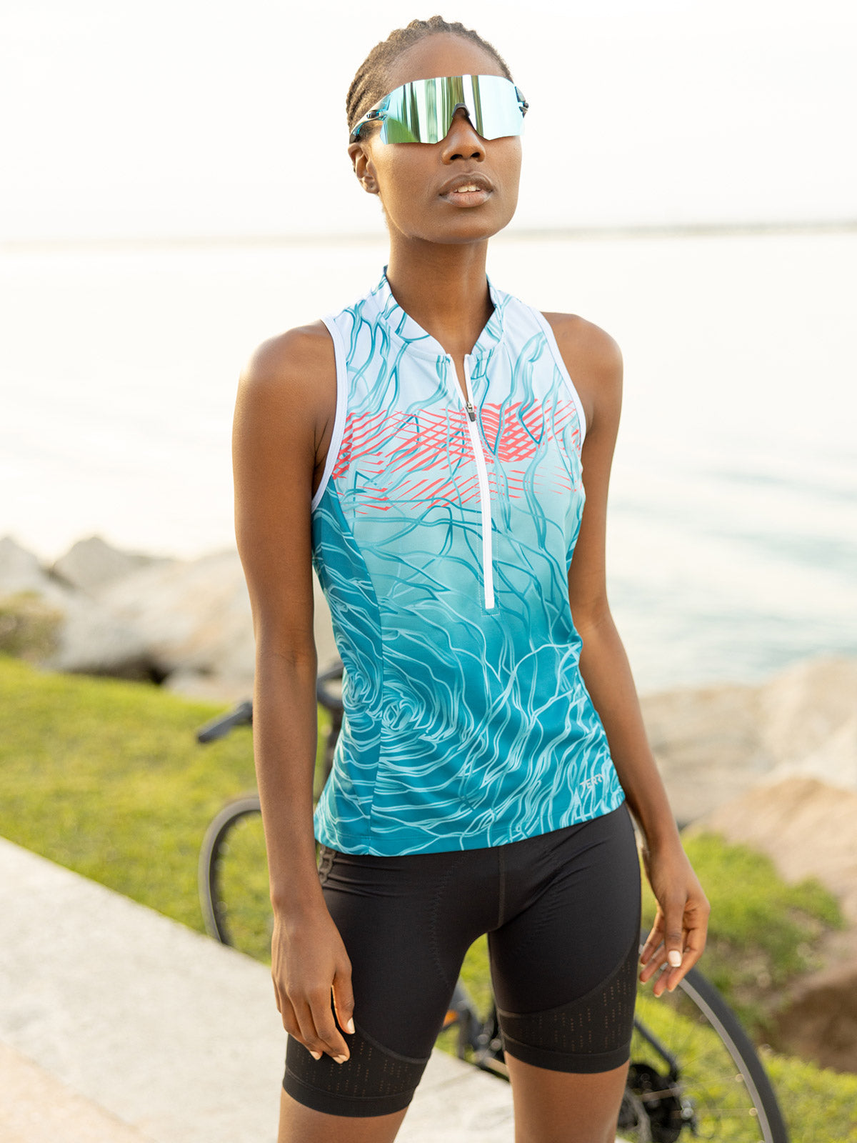 Terry Sun Goddess Bike Jersey in color || Blue Spokes