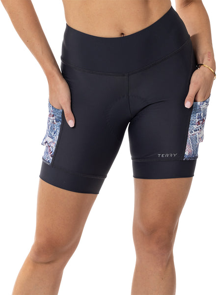 Terry Soleil Bike Short in color || Charcoal | Newsprint