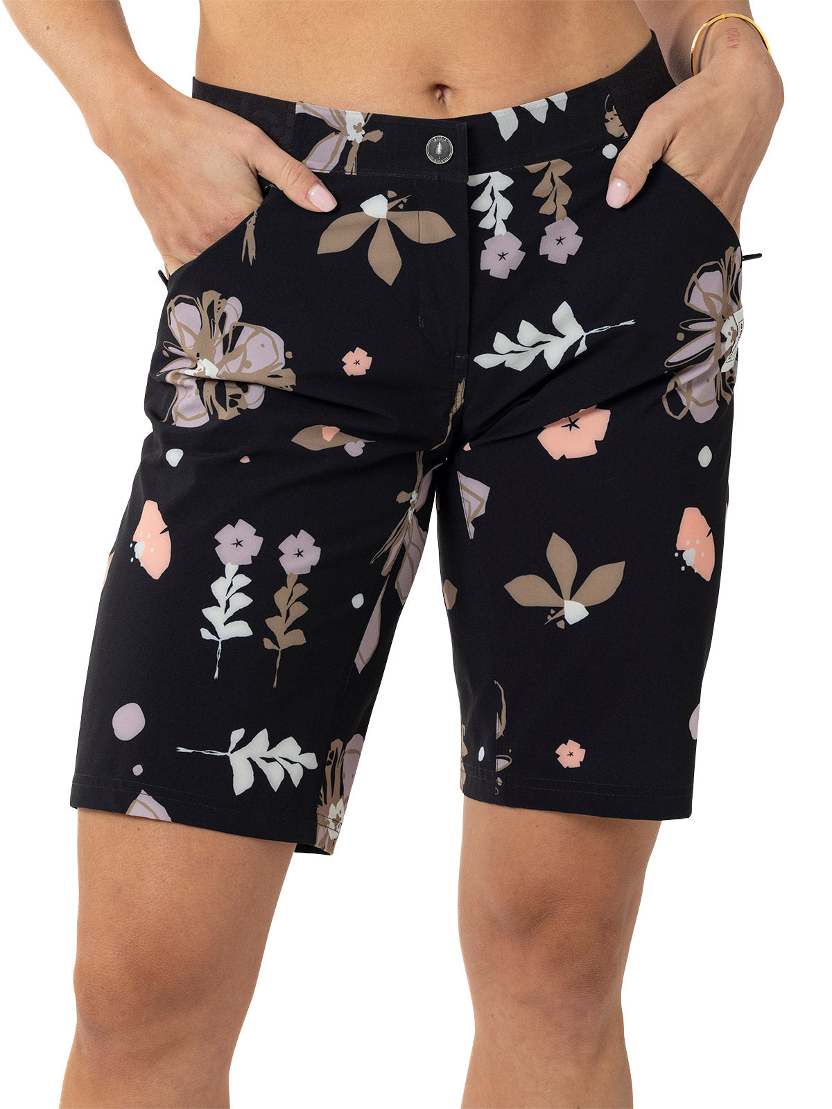 Maloja Anemona Bike Short in Deep Black Flora Colorway