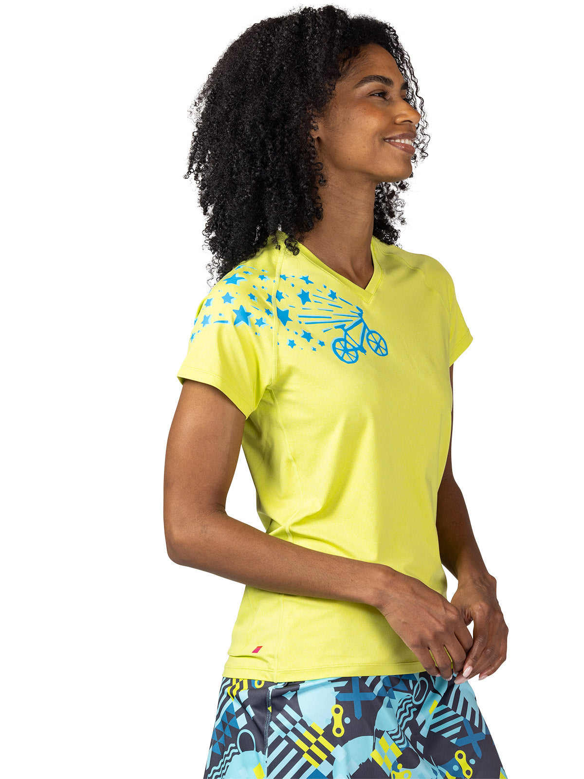 Terry Tech V Short Sleeve Bike Top in color || Margarita | Shooting Star