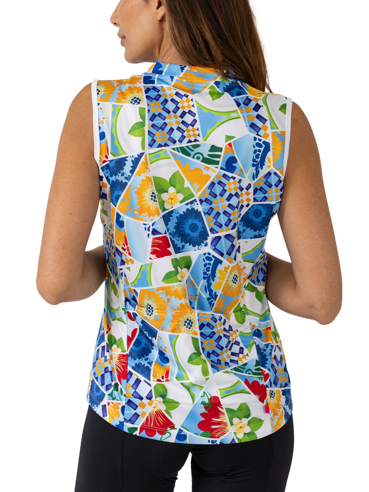 Terry Breakaway Mesh Sleeveless Bike Jersey in color || Multi Mosaic