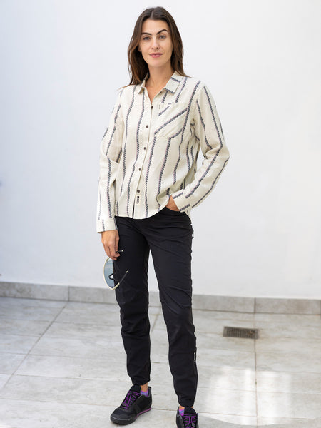Mons Royale AT Merino LS Top in color || Bone Stripe