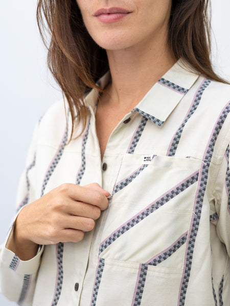 Mons Royale AT Merino LS Top in color || Bone Stripe