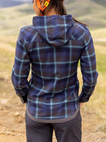 Club Ride Pop Over Flannel Bike Hoody in color || Deep Blue