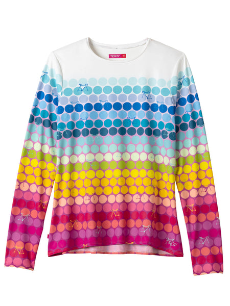 Terry Soleil Flow Long Sleeve Bike Top in color || Rainbow Dot