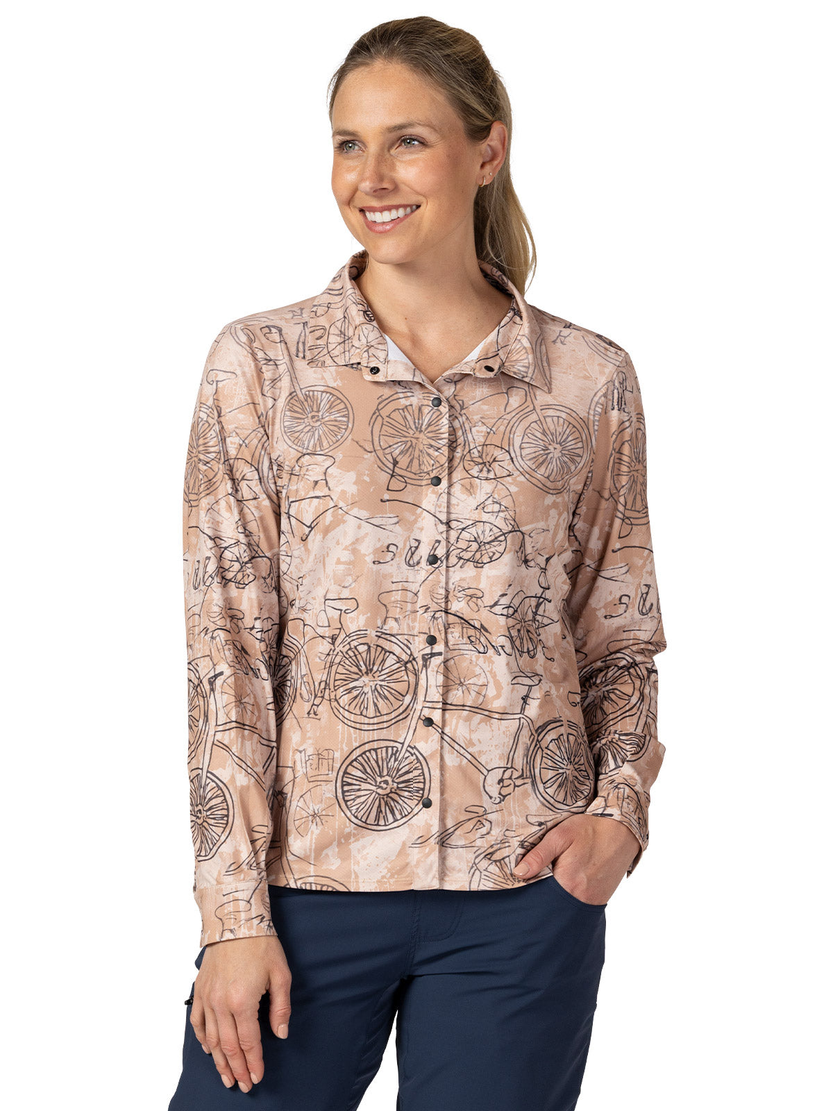 Terry Venture Long Sleeve Bike Top in color || Da Vinci Sepia