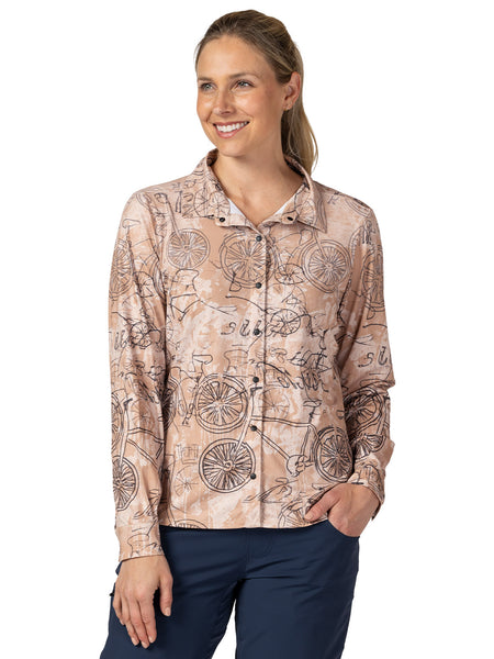 Terry Venture Long Sleeve Bike Top in color || Da Vinci Sepia