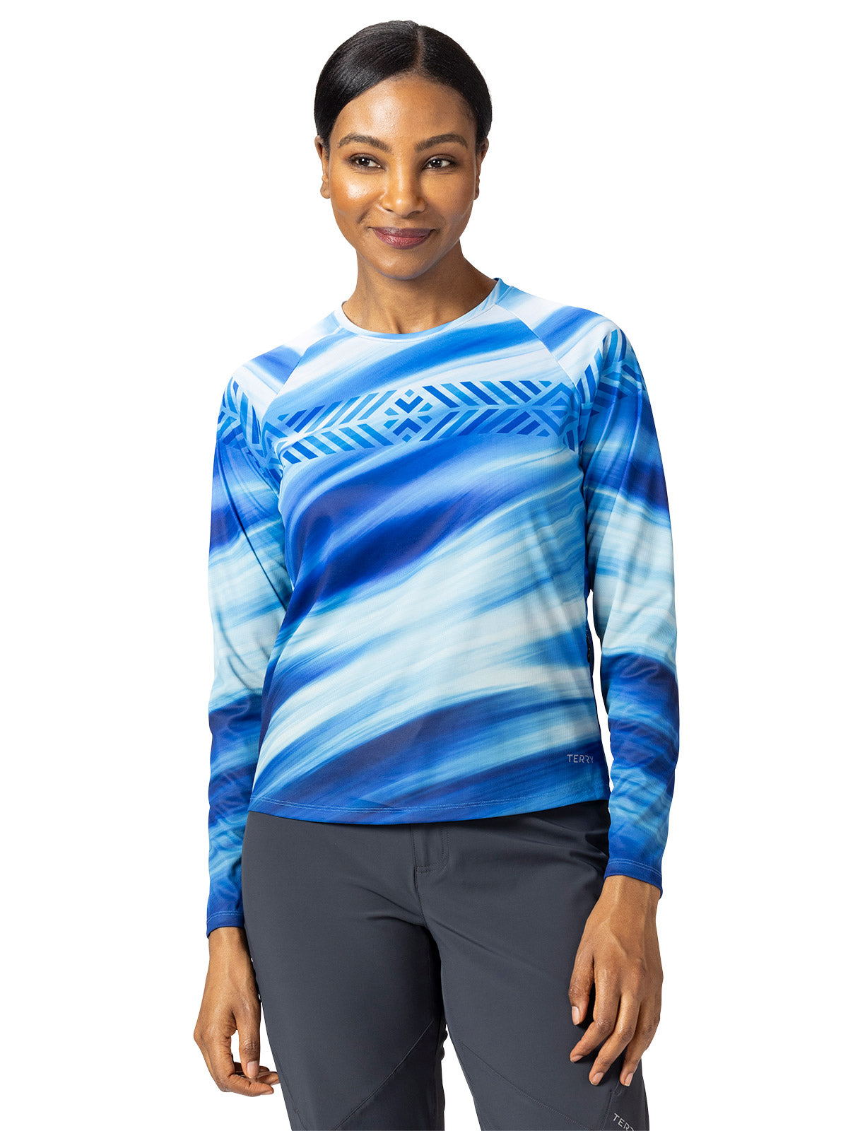 Terry Vista Long Sleeve Cycling Top in Blue Ridge Colorway