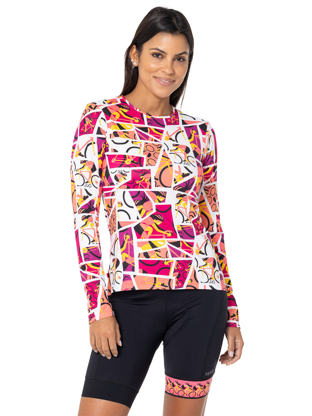 Terry Soleil Long Sleeve Bike Top in color || T-Girl Coral
