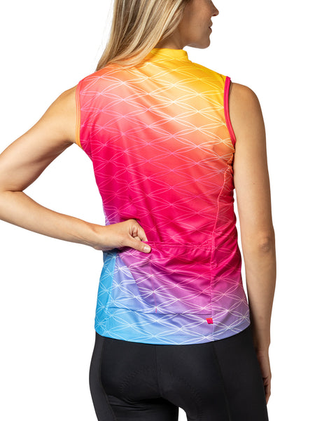 Terry Breakaway Full Zip Sleeveless Bike Jersey in color || Rainbow Pop