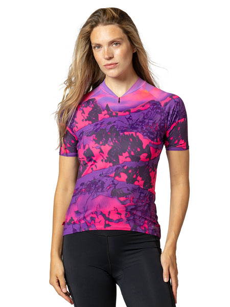 Terry Soleil Short Sleeve Bike Jersey in color || Beartooth Fuchsia