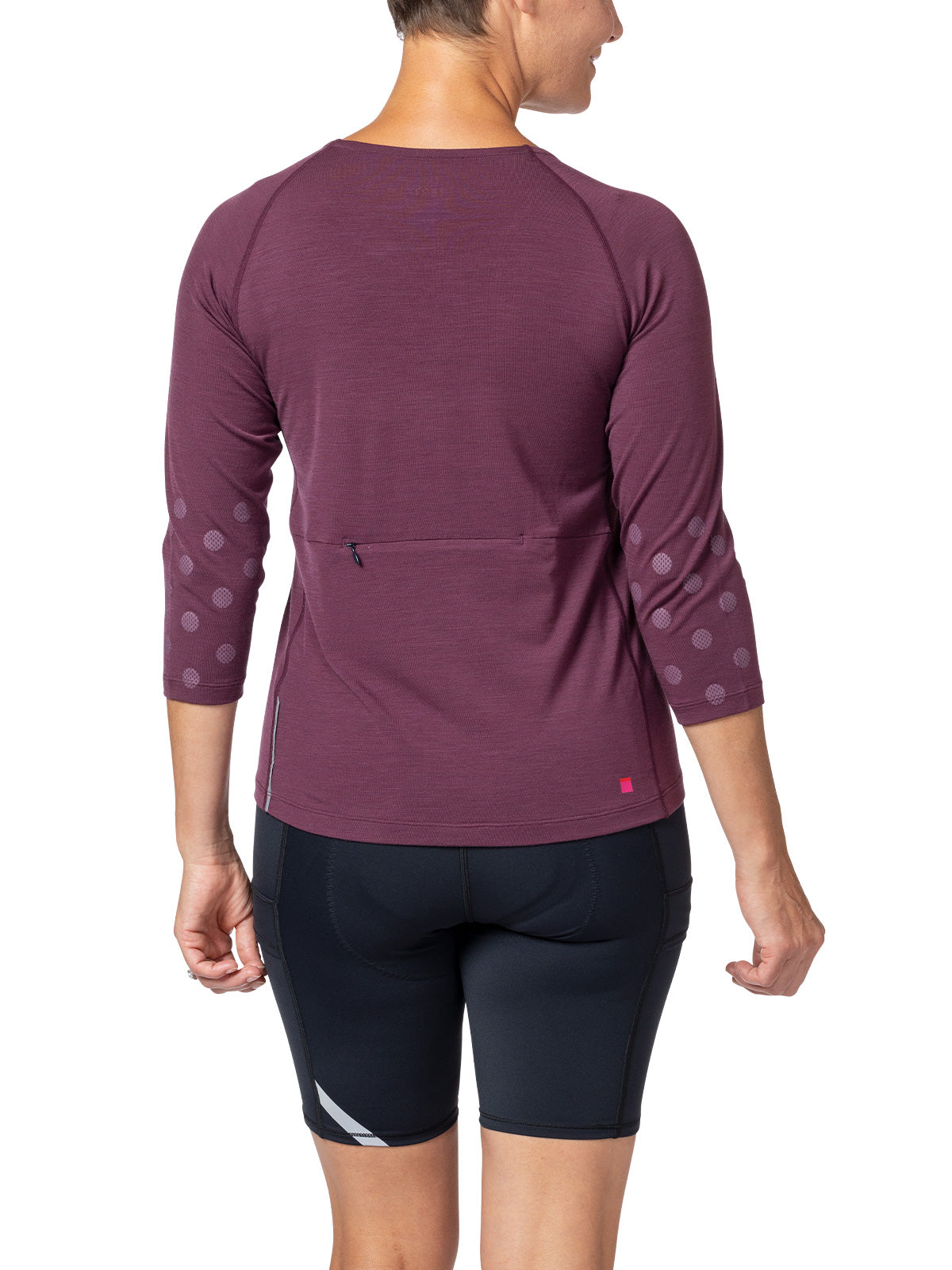 Terry Merino 3/4 Sleeve Bike Top in color || Wine Dots