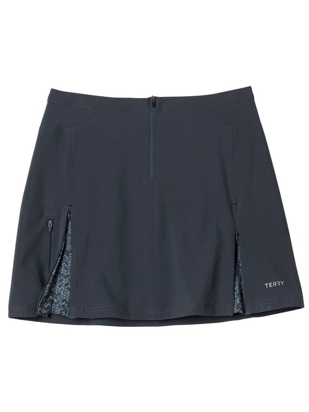 Terry Zipper Bike Skirt in color || Ebony | Herringbone