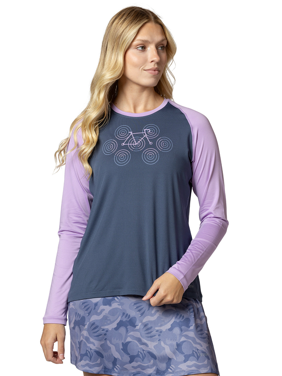 Terry Tech Tee Flow Long Sleeve in color || Vintage Indigo Optibike