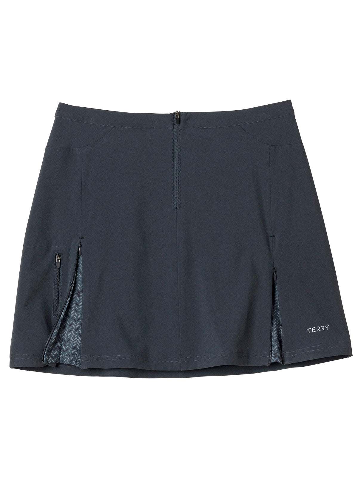 Terry Zipper Bike Skirt in Ebony | Herringbone Colorway