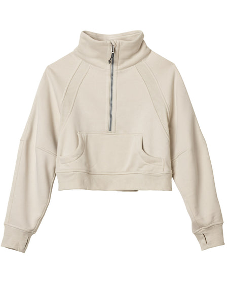 Tiem Athletic Half Zip Pullover in color || Ecru