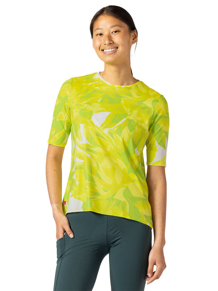 Terry Soleil Flow Short Sleeve Bike Top in color || Chartreuse